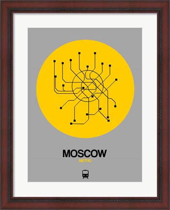 Framed Moscow Yellow Subway Map Print