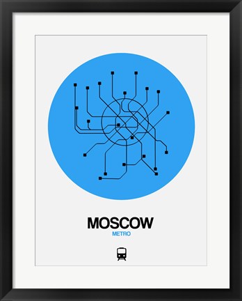 Framed Moscow Blue Subway Map Print