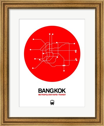 Framed Bangkok Red Subway Map Print