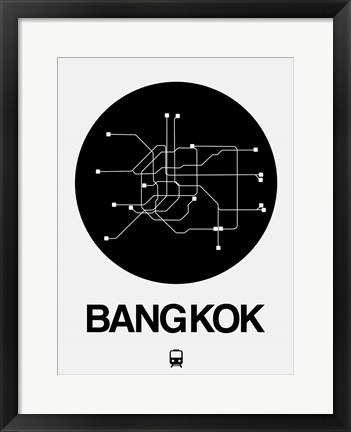 Framed Bangkok Black Subway Map Print