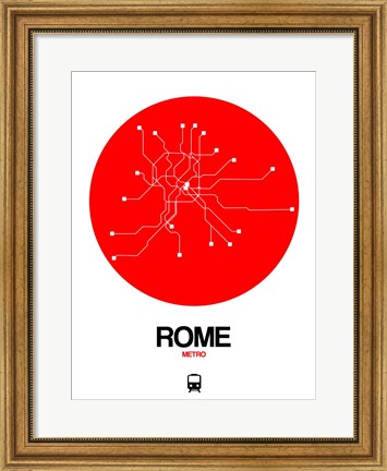 Framed Rome Red Subway Map Print