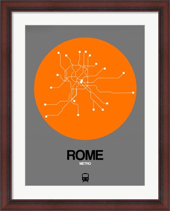 Framed Rome Orange Subway Map Print
