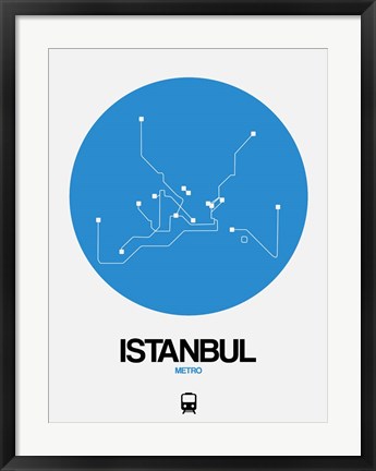 Framed Istanbul Blue Subway Map Print