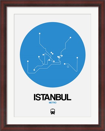 Framed Istanbul Blue Subway Map Print
