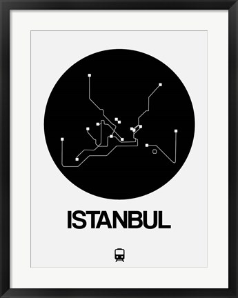 Framed Istanbul Black Subway Map Print