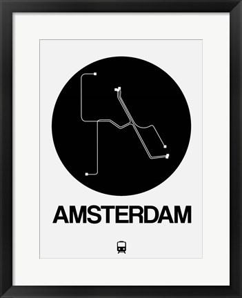 Framed Amsterdam Black Subway Map Print