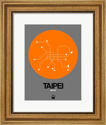 Framed Taipei Orange Subway Map Print