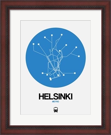Framed Helsinki Blue Subway Map Print