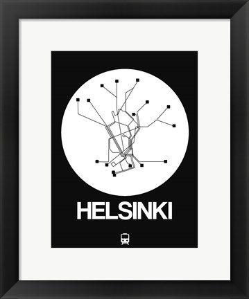 Framed Helsinki White Subway Map Print