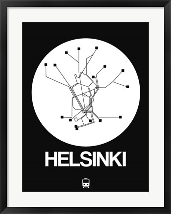 Framed Helsinki White Subway Map Print