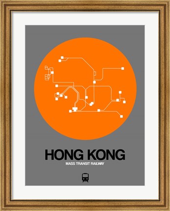 Framed Hong Kong Orange Subway Map Print