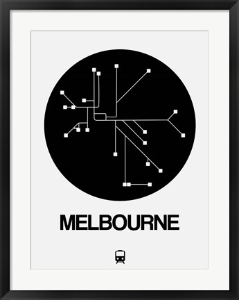 Framed Melbourne Black Subway Map Print