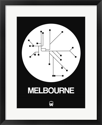Framed Melbourne White Subway Map Print