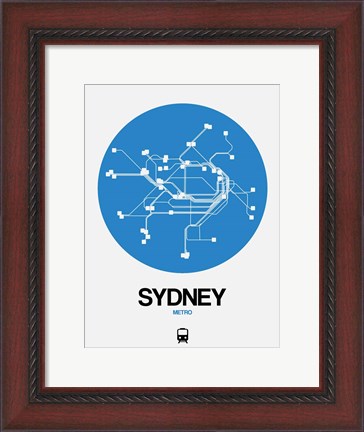 Framed Sydney Blue Subway Map Print