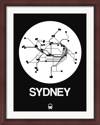 Framed Sydney White Subway Map Print
