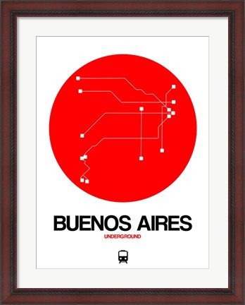 Framed Buenos Aires Red Subway Map Print