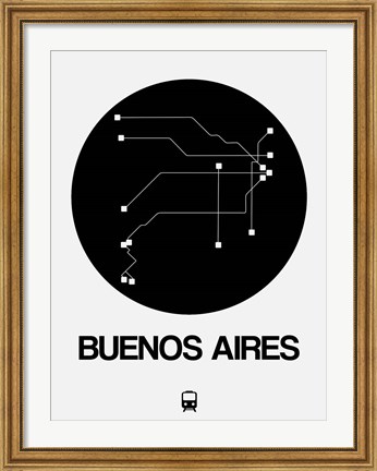 Framed Buenos Aires Black Subway Map Print