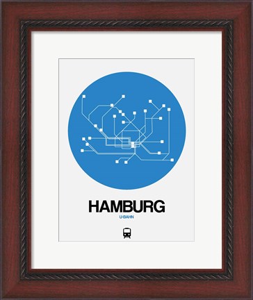 Framed Hamburg Blue Subway Map Print