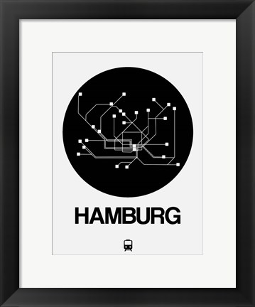 Framed Hamburg Black Subway Map Print