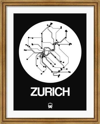 Framed Zurich White Subway Map Print