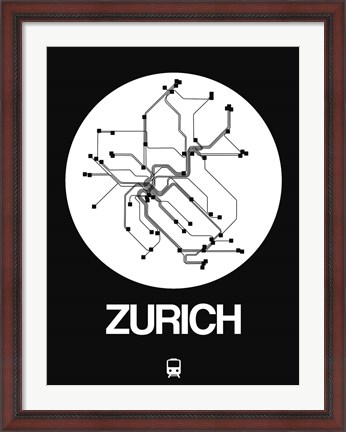 Framed Zurich White Subway Map Print