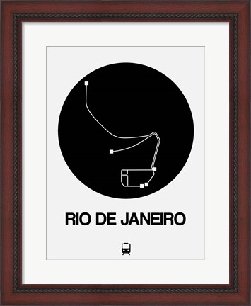 Framed Rio De Janeiro Black Subway Map Print