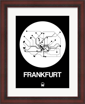 Framed Frankfurt White Subway Map Print
