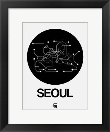 Framed Seoul Black Subway Map Print