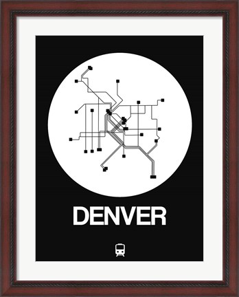 Framed Denver White Subway Map Print