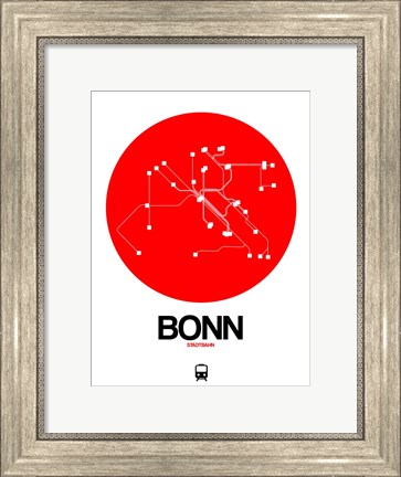 Framed Bonn Red Subway Map Print