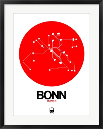 Framed Bonn Red Subway Map Print