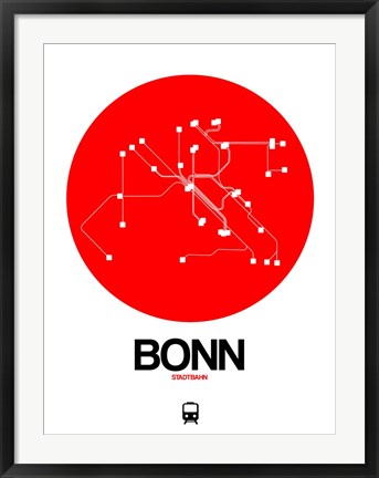 Framed Bonn Red Subway Map Print