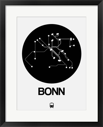 Framed Bonn Black Subway Map Print