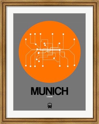 Framed Munich Orange Subway Map Print