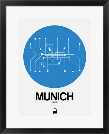 Framed Munich Blue Subway Map Print