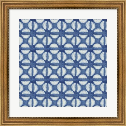 Framed Blue Shibori I (blue coffee bean) Print