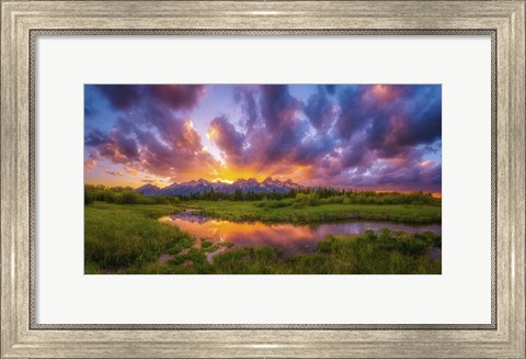 Framed Grand Sunset in the Tetons Print