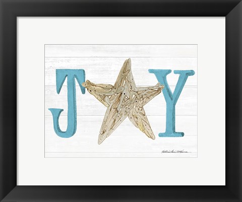 Framed Coastal Holiday Ornament X Joy Print
