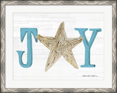 Framed Coastal Holiday Ornament X Joy Print