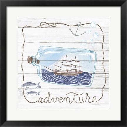 Framed Ship in a Bottle Adventure Shiplap Print