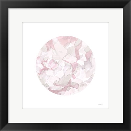 Framed Leafy Abstract Circle II Blush Gray Print