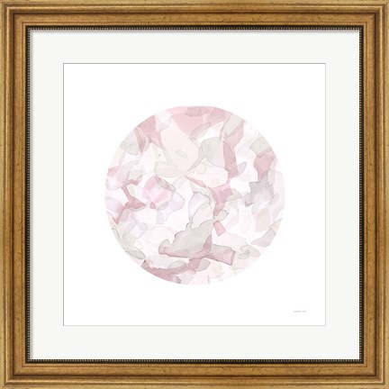 Framed Leafy Abstract Circle II Blush Gray Print