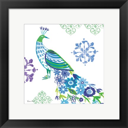 Framed Jewel Peacocks IV Print