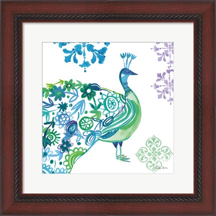 Framed Jewel Peacocks II Print