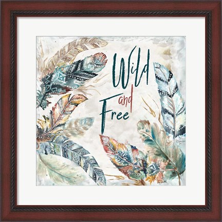 Framed Tribal Feathers Square II Print