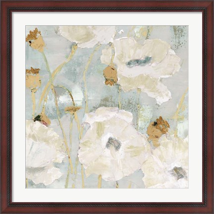 Framed Poppies in the Wind Cream square Print