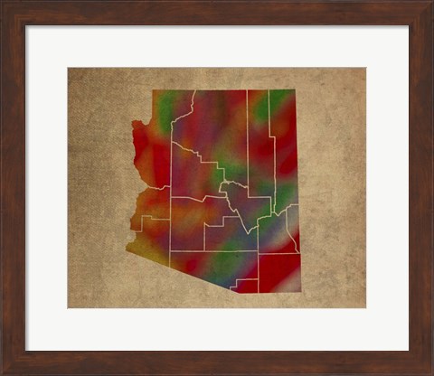 Framed AZ Colorful Counties Print