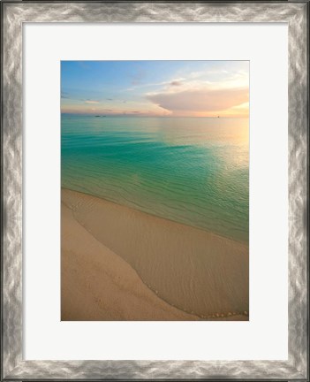 Framed Elevated View of Beach at Sunset, Great Exuma Island, Bahamas Print