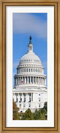 Framed Low Angle View of Capitol Building, Washington DC Print