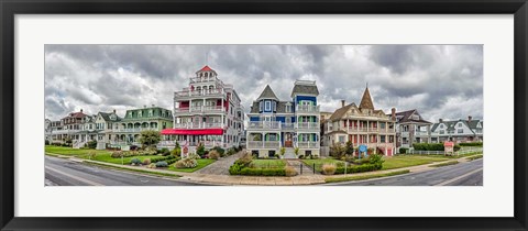 Framed Cottages in a row, Beach Avenue, Cape May, New Jersey Print